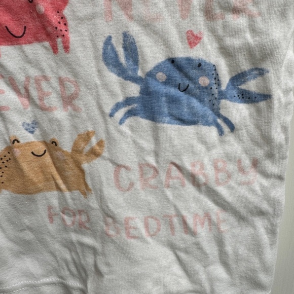 Carter's 2T White and Red Never Ever Crabby Bedtime Short Sleeve Pajama Top - Picture 3 of 5